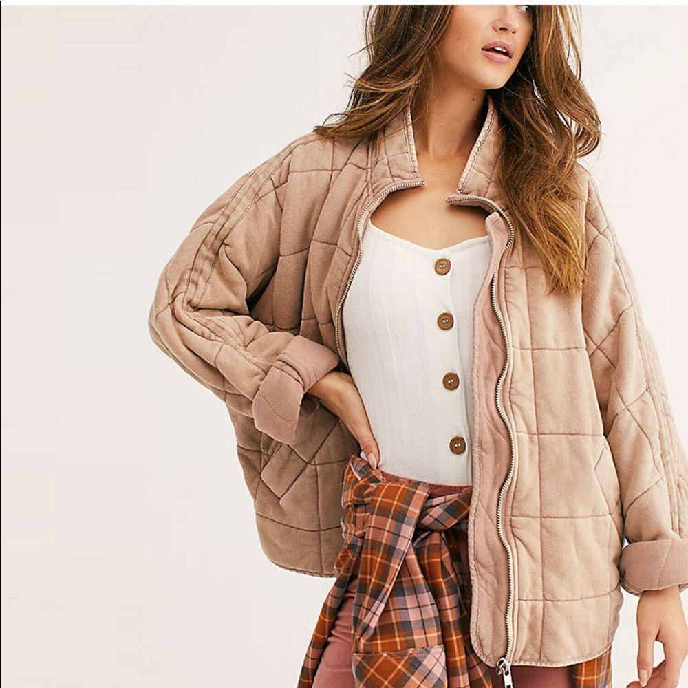 Free people dolman quilted jacket in Champagne